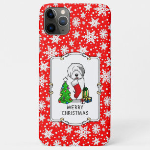 Vrolijk kerstfeest 2 Oude Engelse Sheepdog Grey 1 iPhone 11 Pro Max Hoesje