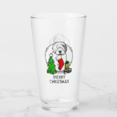 Vrolijk kerstfeest 2 Oude Engelse Sheepdog Grey 1 Glas (Achterkant)