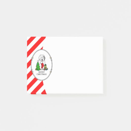 Vrolijk kerstfeest 2 Oude Engelse Sheepdog Grey 1 Post-it® Notes (Voorkant)