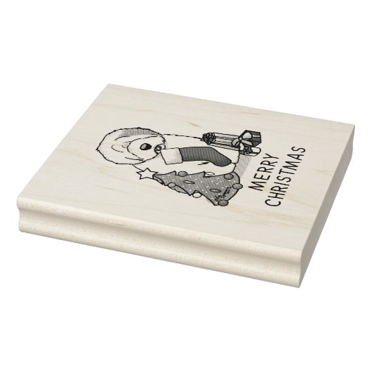 Vrolijk kerstfeest 2 Oude Engelse Sheepdog Grey 1 Rubberstempel (Stempel)