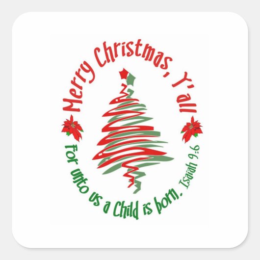 Vrolijk kerstfeest 2 vierkante sticker (Voorkant)