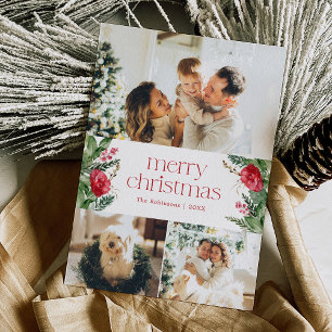 Vrolijk Kerstfeest 3 Foto Botanisch groen Feestdagenkaart