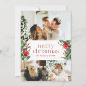 Vrolijk Kerstfeest 3 Foto Botanisch groen Feestdagenkaart (Voorkant)