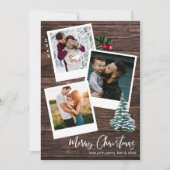 Vrolijk kerstfeest 3 Instant Photo Rustic Kaart (Voorkant)
