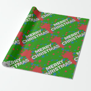 Vrolijk kerstfeest 3D tekst Cadeaupapier