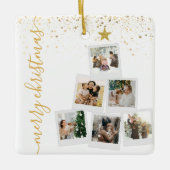 Vrolijk Kerstfeest 6 Foto Collage Tree Keramisch Ornament (Voorkant)