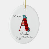 Vrolijk kerstfeest A-lumberjack robijn Keramisch Ornament (Rechts)