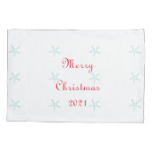 Vrolijk kerstfeest Aangepast Afbeelding Blauwgroen Kussensloop (Achterkant)