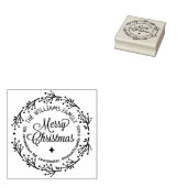 Vrolijk kerstfeest, aangepaste familie retour adre 	rubberstempel (Gestempeld)