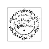 Vrolijk kerstfeest, aangepaste familie retour adre 	rubberstempel (Afrduk)
