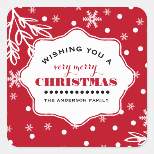 Vrolijk kerstfeest. Aangepaste kerst Vierkante Sticker (Voorkant)