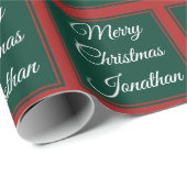 Vrolijk kerstfeest Aangepaste naam Klassiek rood e Cadeaupapier (Rol Hoek)