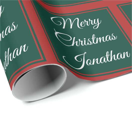 Vrolijk kerstfeest Aangepaste naam Klassiek rood e Cadeaupapier (Rol Hoek)
