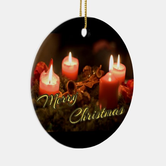 Vrolijk kerstfeest Advent Wreath! Keramisch Ornament (Rechts)