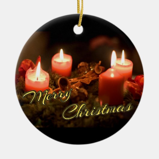 Vrolijk kerstfeest Advent Wreath! Keramisch Ornament (Voorkant)
