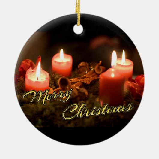 Vrolijk kerstfeest Advent Wreath! Keramisch Ornament (Achterkant)
