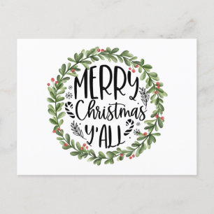 Vrolijk kerstfeest Alle Waterverf Wreath Feestdagenkaart