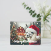 Vrolijk Kerstfeest Alpaca Briefkaart (Staand voorkant)