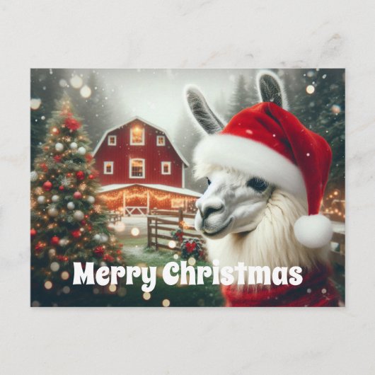 Vrolijk Kerstfeest Alpaca Briefkaart (Voorkant)