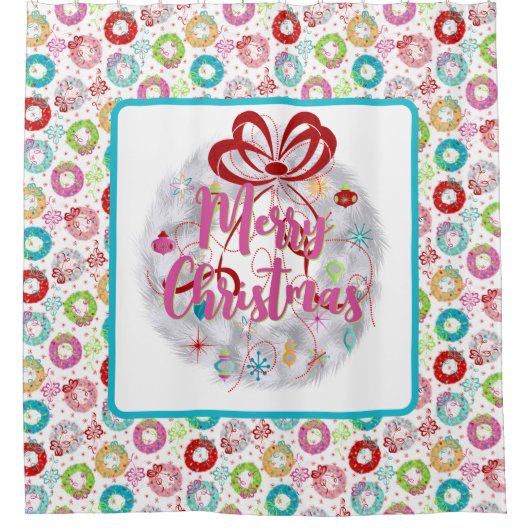 Vrolijk kerstfeest, aluminium, grote kerstmis douchegordijn (Voorkant)