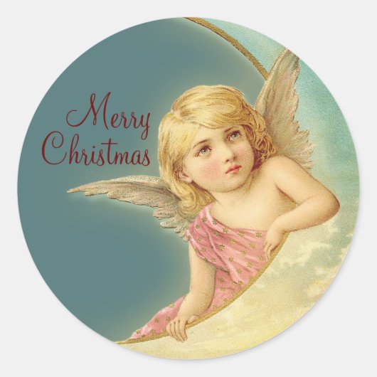 Vrolijk kerstfeest Angel CC0253 Round Sticker (Voorkant)