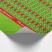 vrolijk kerstfeest! Argyle Stripes Rood & Groen Aa Cadeaupapier (Hoek)