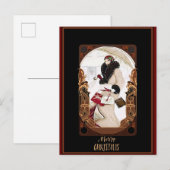 Vrolijk kerstfeest  Art Deco Briefkaart (Voorkant / Achterkant)