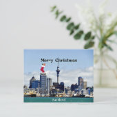 Vrolijk kerstfeest! Auckland Skyline Briefkaart (Staand voorkant)