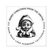 Vrolijk Kerstfeest  Baby Elf in Santa's Pet Zelfinktende Stempel (Design)