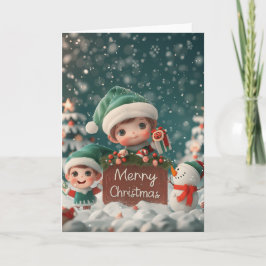 Vrolijk kerstfeest, Baby Elves digitale kunst Feestdagen Kaart