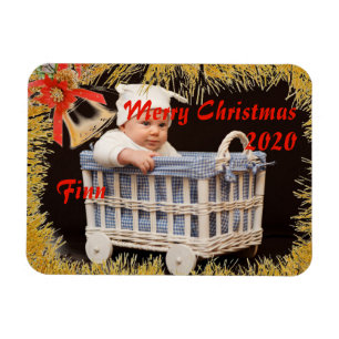 Vrolijk kerstfeest Baby/ Kind Aangepaste foto's &  Magneet