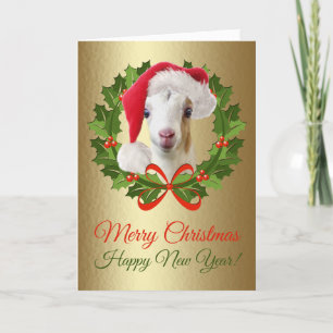 Vrolijk kerstfeest Baby LaMancha Kind schilderen Feestdagen Kaart