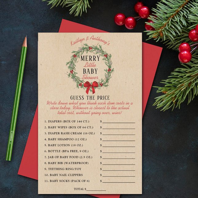 Vrolijk kerstfeest Baby shower raad je de prijs (Creator heeft geüpload)