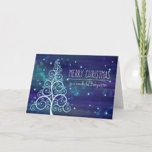 Vrolijk Kerstfeest Babysitter, Bokeh Effect & Tree Feestdagen Kaart