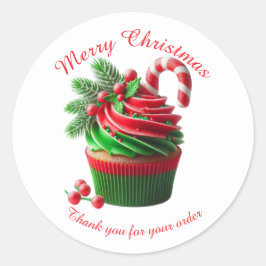 Vrolijk Kerstfeest Bakkerij Cupcake Dank u Sticker