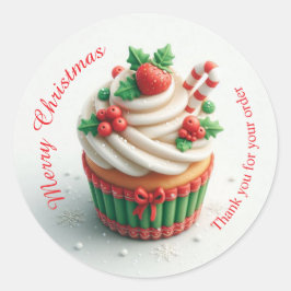 Vrolijk Kerstfeest Bakkerij Cupcake Dank u Sticker