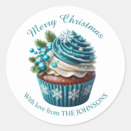 Vrolijk Kerstfeest Bakkerij Cupcake met liefde Sti Ronde Sticker