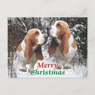 Vrolijk Kerstfeest Basset Hounds Feestdagenkaart
