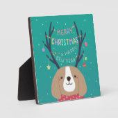 Vrolijk Kerstfeest: Beagle Illustratie Kunst Fotoplaat (Voorkant)