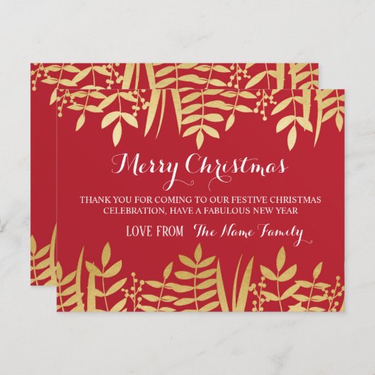 Vrolijk Kerstfeest Bedankt Kaarten Rood & Goud Ker (Voorkant / Achterkant)