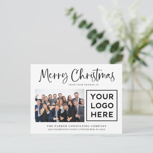 vrolijk kerstfeest | Bedrijfsfoto en uw Logo Feestdagenkaart (Staand voorkant)