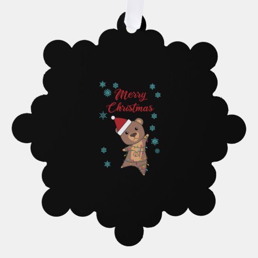 Vrolijk Kerstfeest Beer Sneeuw Winter Beer Teddy Ornament Kaart (Voorkant)