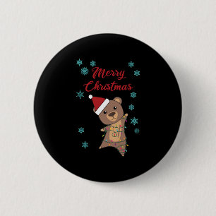 Vrolijk Kerstfeest Beer Sneeuw Winter Beer Teddy Ronde Button 5,7 Cm
