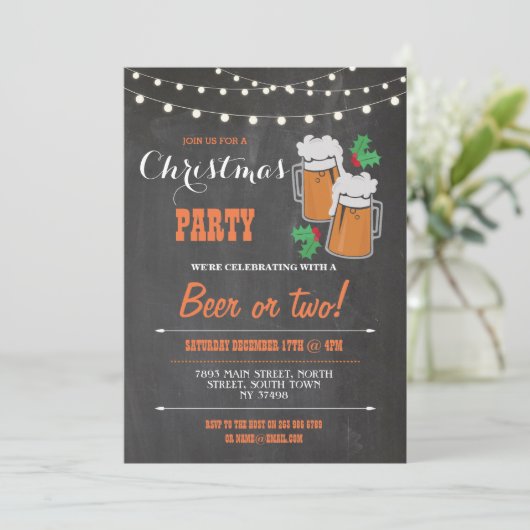 Vrolijk Kerstfeest Beers Mistletoe Xmas Uitnodigen Kaart (Staand voorkant)