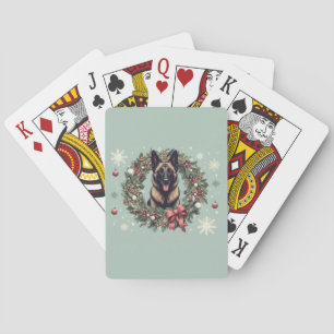 Vrolijk Kerstfeest Belgische Malinois Hond Xmas Pokerkaarten
