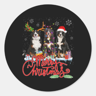 Vrolijk Kerstfeest Berner Berg Santa Reindeer Li Ronde Sticker