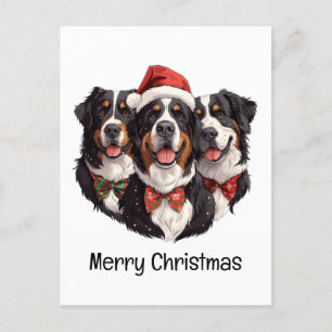 Vrolijk Kerstfeest Berner Sennenhonden Briefkaart