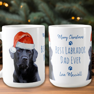 Vrolijk kerstfeest beste labrador papa ooit zwart koffiemok