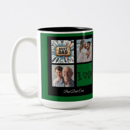 Vrolijk Kerstfeest Beste Papa Ooit Fotocollage Tweekleurige Koffiemok