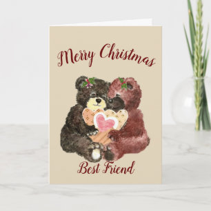 Vrolijk kerstfeest beste vriendenkast Teddy Bear H Feestdagen Kaart